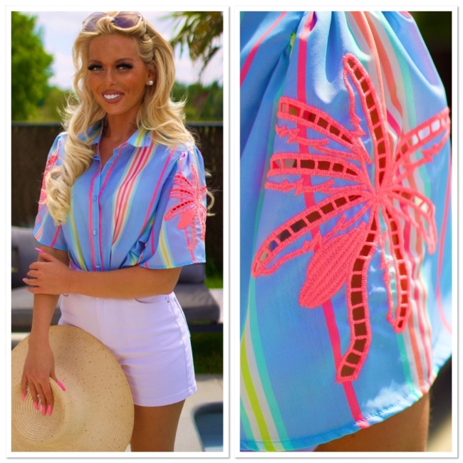 Blouse bleu palmtree 