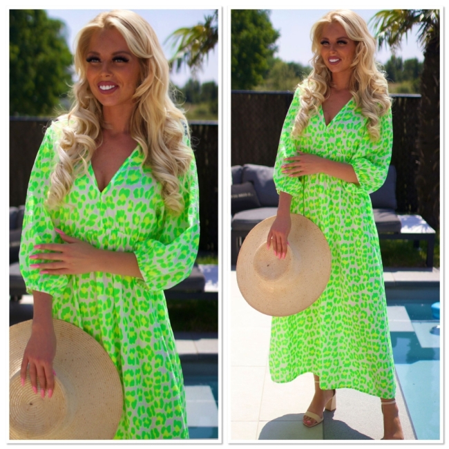 Robe vert jaune leoo