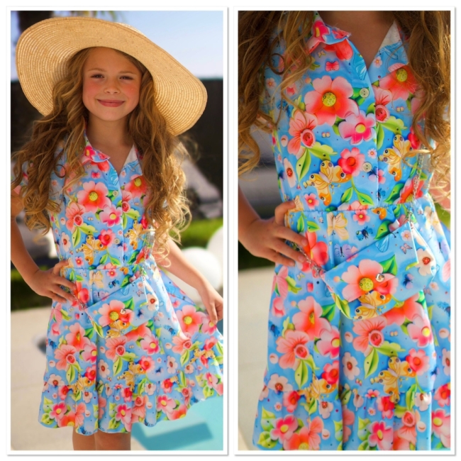Dress bleu flowers + bag 