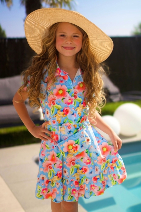Dress bleu flowers + bag 