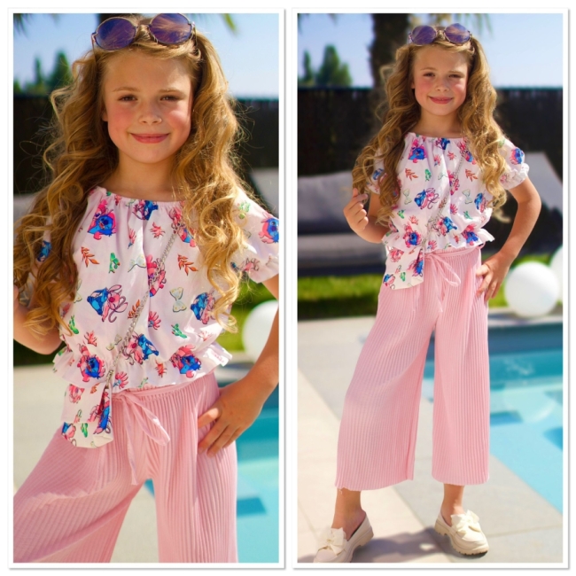 Set pantalon blouse sac pink >stitch 