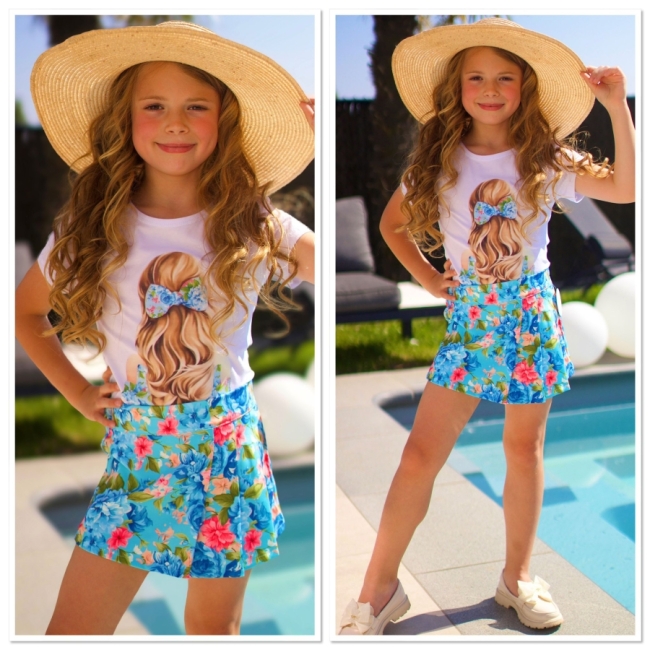 Set short t shirt bleu 