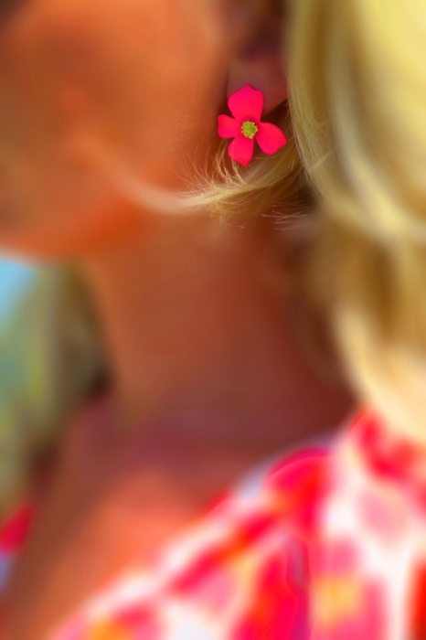 Oorbellen fushia bloemetje 