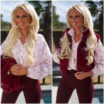 Blouse White bow red