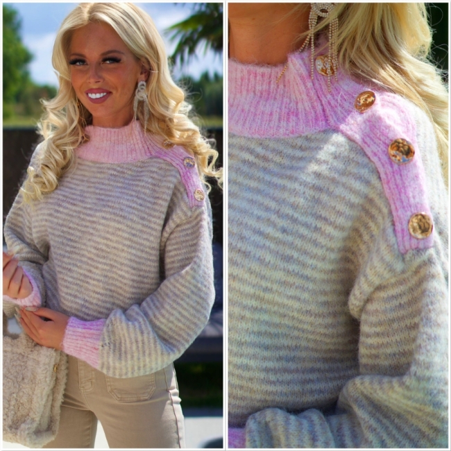 Pull beige roze 