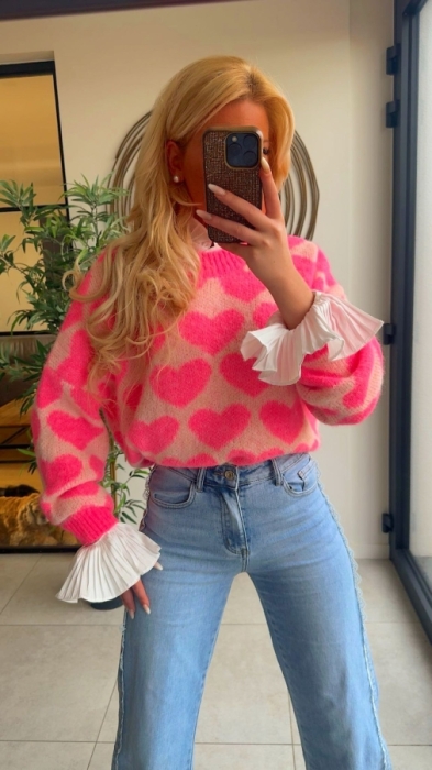 Pull pink hartjes 
