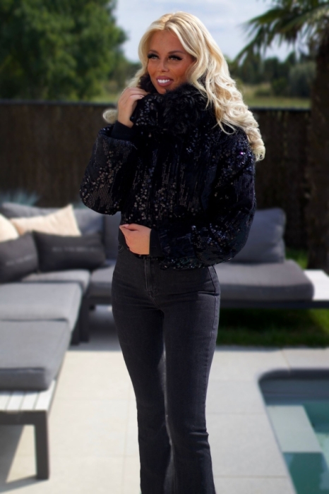 Jas zwart glitter 
