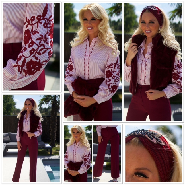 Blouse Bordeaux broderie 