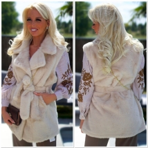 Gillet longue Teddy beige 