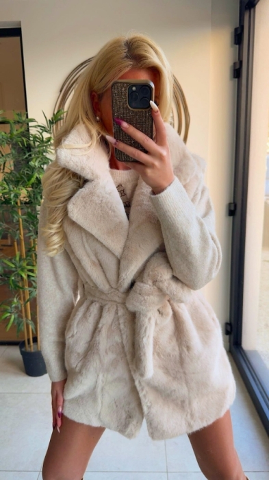 Gillet longue Teddy beige 