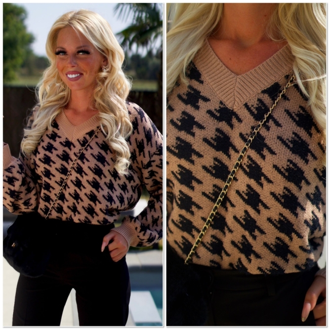 Pull sandcolor sandcolor Black Caro 