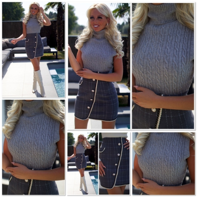 Pull koll zonder mouw grijs 