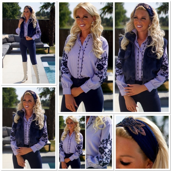 Blouse broderie dark bleu 