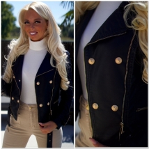 Jas zwart lederlook buttons