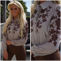 Blouse marron broderie 