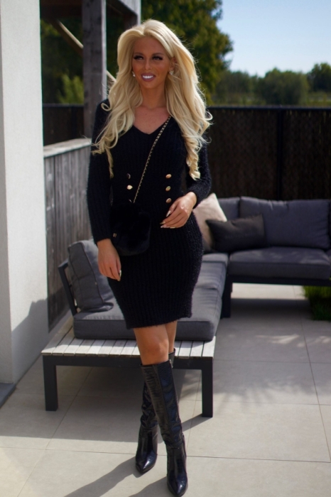 Dress black buttons 