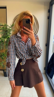 Blouse brouwn bleu Carro broderie 