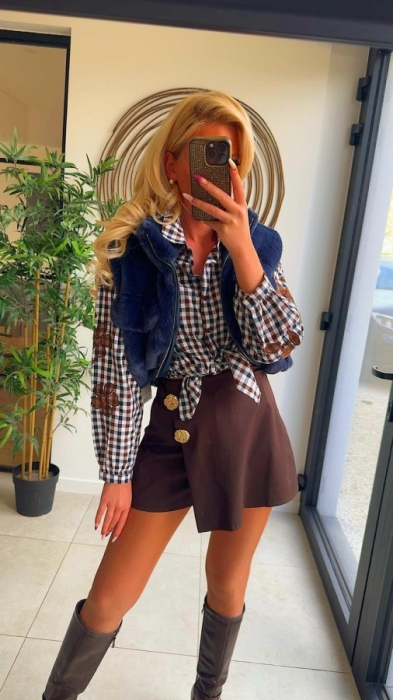 Bloes bruin blauw Carro broderie 