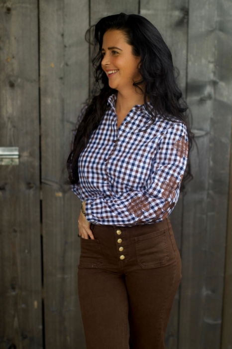 Bloes bruin blauw Carro broderie 