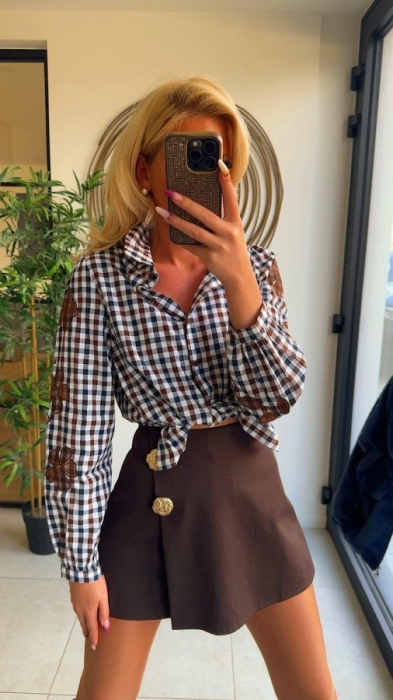 Bloes bruin blauw Carro broderie 