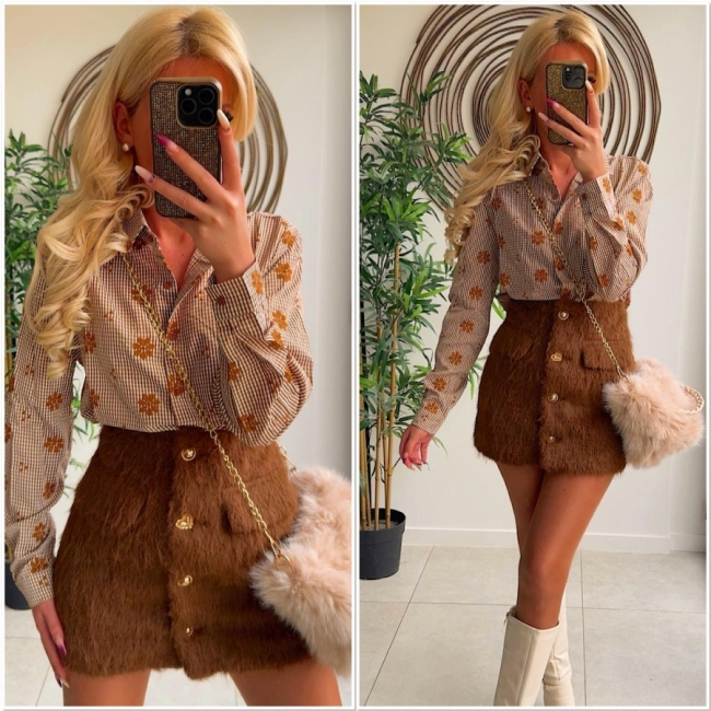 Blouse camel Carro Fleurs 