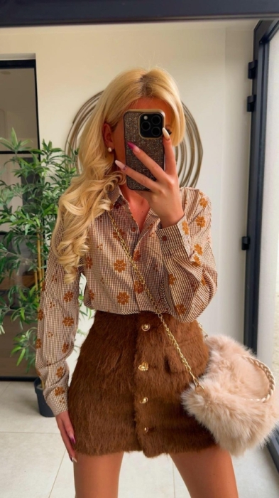 Blouse camel Carro Fleurs 