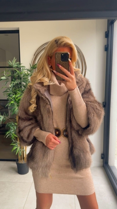 Gilet Teddy taupe multi 