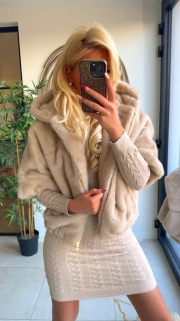 Gilet Teddy crème met kap 