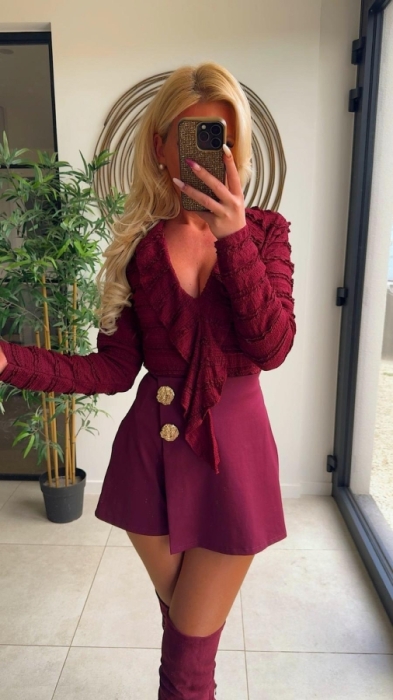 Rok short Bordeaux button