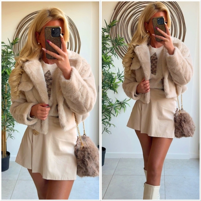 Skirt short crème button