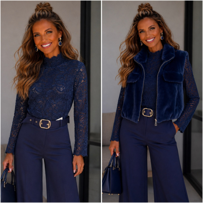 Broek wijd marine blauw 