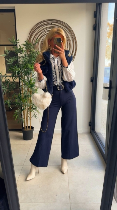 Broek wijd marine blauw 