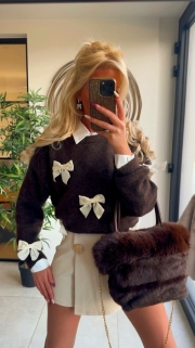 Pull Brown bow crème 