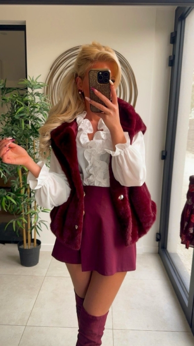 Gilet Bordeaux Teddy cape
