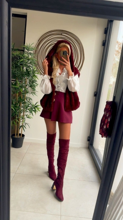 Gilet Bordeaux Teddy cape