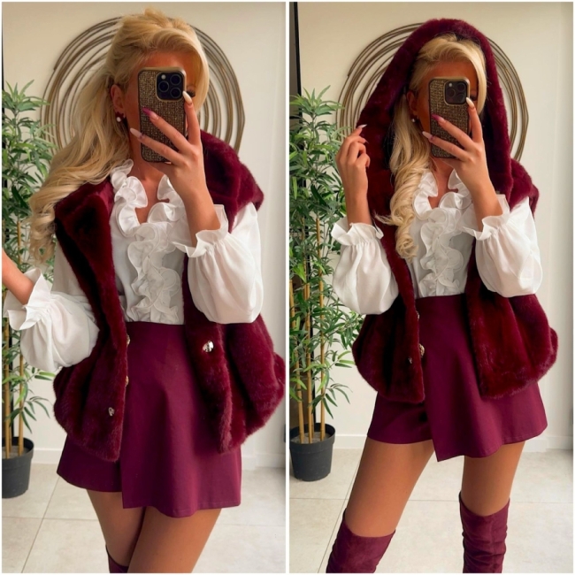 Gilet Bordeaux Teddy cape