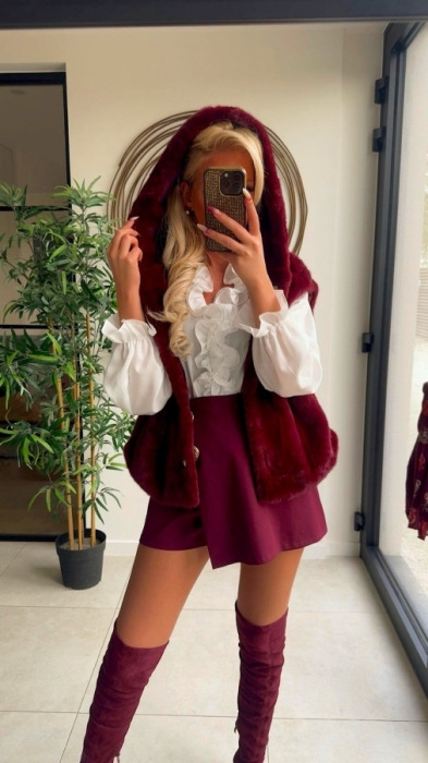 Gilet Bordeaux Teddy cape