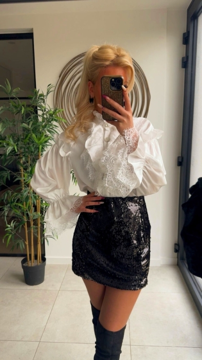 Blouse White frull strass buttons 