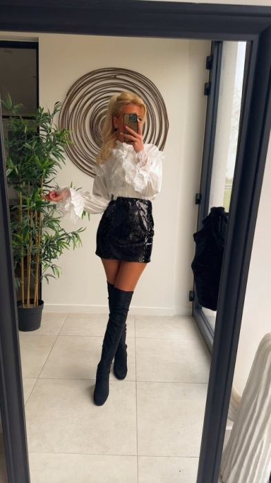 Blouse White frull strass buttons 