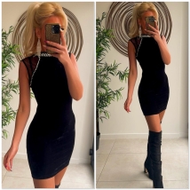 Kleed zwart strass velours 