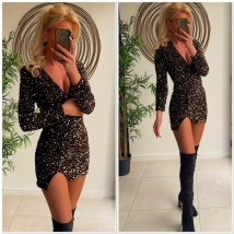 Kleed zwart velours paillet brons