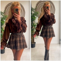 Blouse marron frull strass 