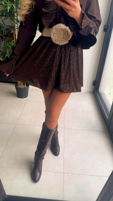 Rok bruin paillettes 