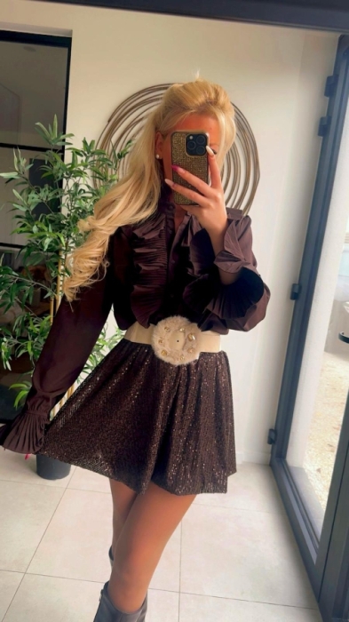 Rok bruin paillettes 