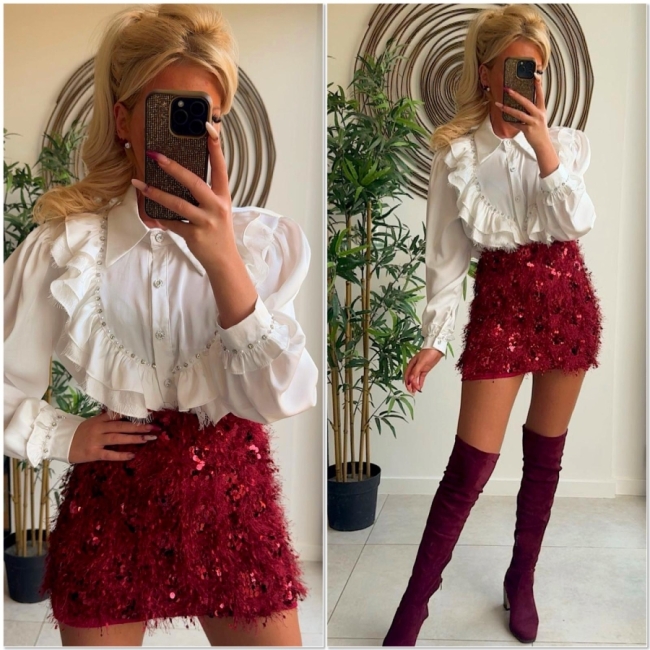 Skirt Bordeaux paillet froufrou 