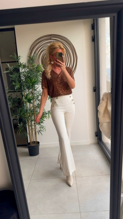 Top camel leoo glitter paillettes 