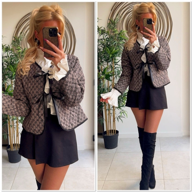 Gilet noir taupe Cc noeuds