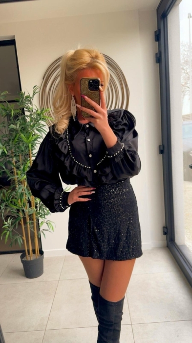 Skirt short black paillettes leoo