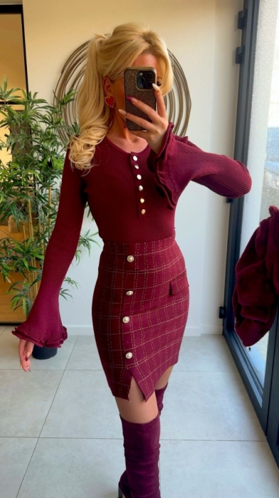 Skirt Bordeaux buttons 