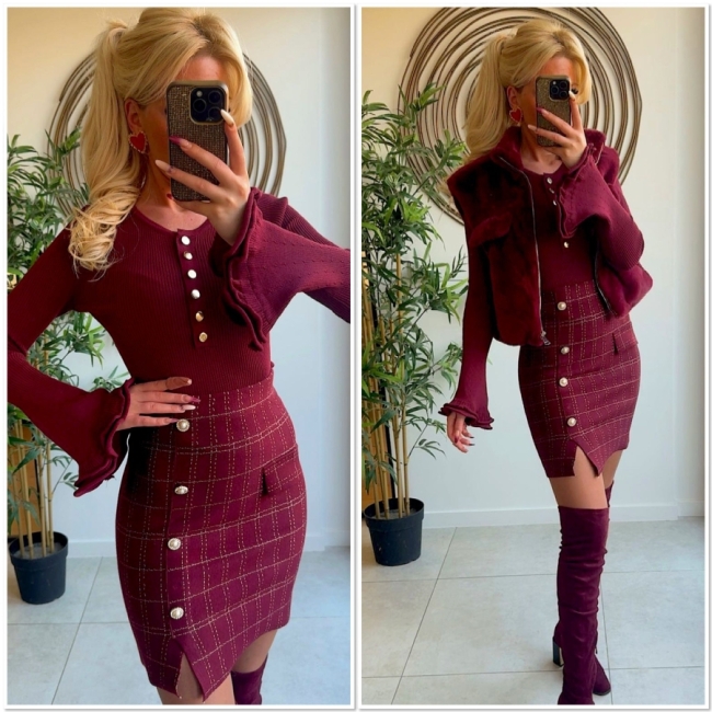 Skirt Bordeaux buttons 